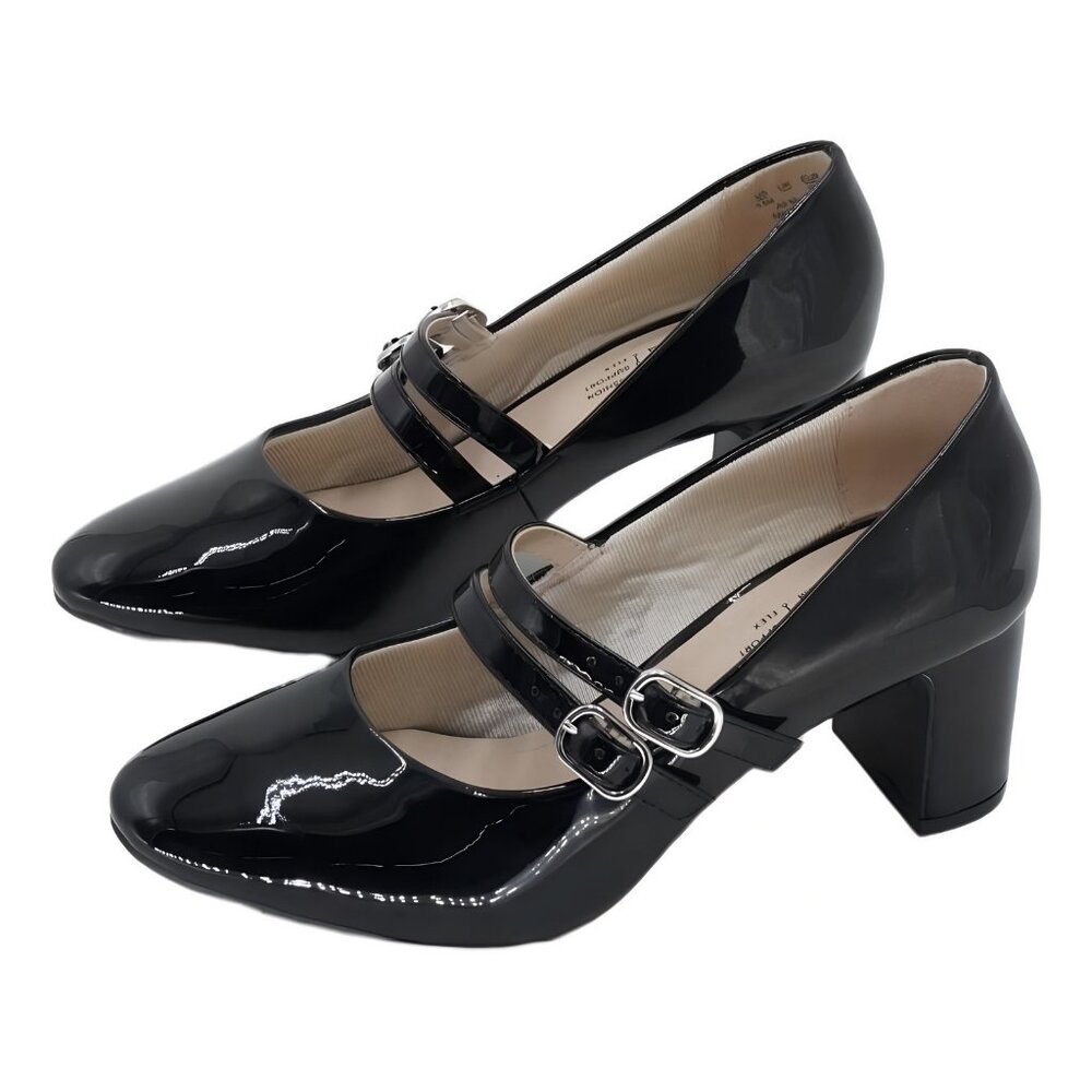 LifeStride Almond Toe Mary Jane Block Heel Pump Patent Black US 5.5 EU 35.5 - Picture 2 of 6
